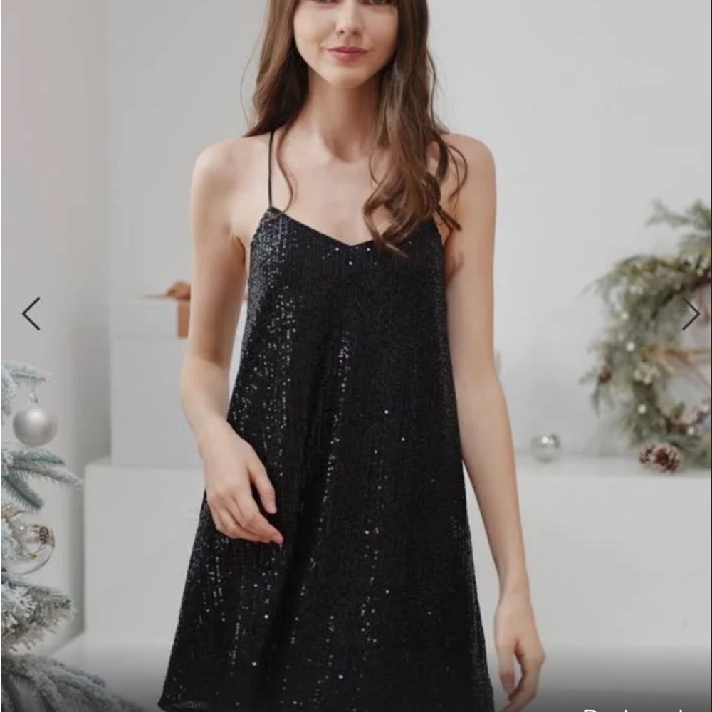 Solemio Black Mini Sequin Dress Small